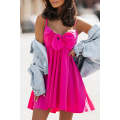 Rose Red Knot A Bow Ruffle Flare Mini Dress