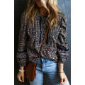 Multicolor Floral Print Puff Sleeve Blouse