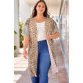 Plus Size Leopard Color Block Flowy Kimono