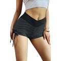 Black Side Drawstring Anti Cellulite High Waist Scrunch Butt Lift Shorts