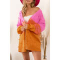 Multicolor Pompom Color Block Open Front Cardigan