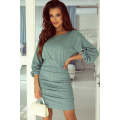 Green Long Sleeve Textured Knit Bodycon Dress