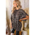 Leopard Print Loose Cape Tunic Top