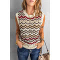 Red Wavy Stripes Knit Vest Pullover Sweater