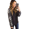 Black Western Print Patch Long Sleeve Top