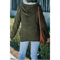 Army Green Fur Hood Horn Button Sweater Cardigan