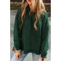 Blackish Green Quilted Patchwork Exposed Seam Hoodie