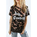 Black Hey, Cowboy Tie Dye Print Short Sleeve T Shirt
