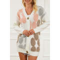 Multicolor Flower Pattern Buttoned Front Knit Cardigan