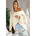 Apricot Loose Knitted V Neck Sweater