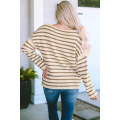 Yellow Striped Drop Shoulder Oversized Sweater