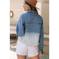 Sky Blue Contrast Washed Gradient Denim Jacket