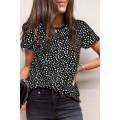 Black Cheetah Print O-neck Short Sleeve T Shirt