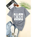 Gray CASH Letter Print T Shirt