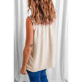 Apricot Frilled Tank Top with Buttons