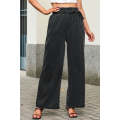 Black High Waist Pocketed Wide Leg Tencel Jeans