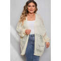 Apricot Plus Size Slouchy Hollowed Knit Open Front Cardigan