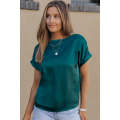 Green Solid Color Short Sleeve T Shirt