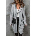 Gray Black/Gray/Brown Open Front Hooded Sweater Cardigan