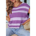 Purple Striped Knit Boxy Fit Sweater Vest