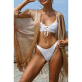 Gold Batwing Sleeve Tasseled Mesh Beach Cover Up