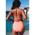 Pink Mesh Insert High waisted swimsuits