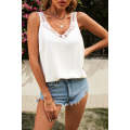 White Solid Lace Splicing Tank Top