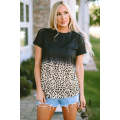 Black Ombre Leopard Print T-shirt
