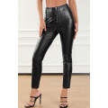 Black PU Leather Zipped High Waist Skinny Pants