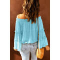 Turquoise Swiss Dot Off The Shoulder Top