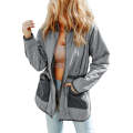 Gray Stitching Quilted Drawstring Jacket