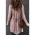 Pink Tunic Back Open Front Cardigan with Pockets