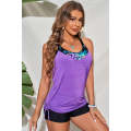 Floral Patchwork Sporty Scoop Neck Tankini