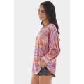 Multicolor Tie-dyed Boat Neck Dolman Sleeve Knit Top