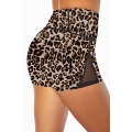 Leopard Mesh Cutout Patchwork Swim Shorts