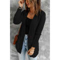 Black Front Pocket and Buttons Closure Cardigan