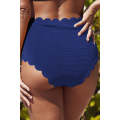 Blue Scalloped Edge High Waist Bikini Panty