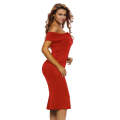 Fiery Red Off-the-shoulder Midi Dress