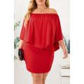 Plus size  Dressing Layered Fiery Red Mini Poncho Dress