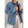 Sky Blue Vintage Corduroy Collar Denim Jacket