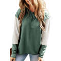 Mist Green Contrast Sleeves Patchwork Colorblock Hoodie