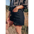 Black Asymmetrical Ripped Denim Shorts