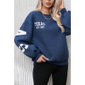 Sail Blue DALLAS Print Balloon Sleeve Oversized Sweatshirt