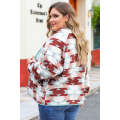 Fiery Red Geometric Aztec Pattern Plus Size Fleece Jacket