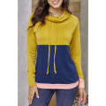 Mustard Navy Colorblock Thumbhole Sleeved Sweatshirt