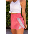 Pink Smocked Elastic Waist Athletic Shorts