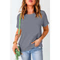 Gray Solid Color Crew Neck Tee