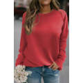 Red Solid Round Neck Raglan Sleeve Sweatshirt