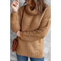 Khaki Cozy Long Sleeves Turtleneck Sweater