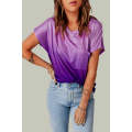 Purple Gradient Color Short Sleeve T-Shirt with Pocket